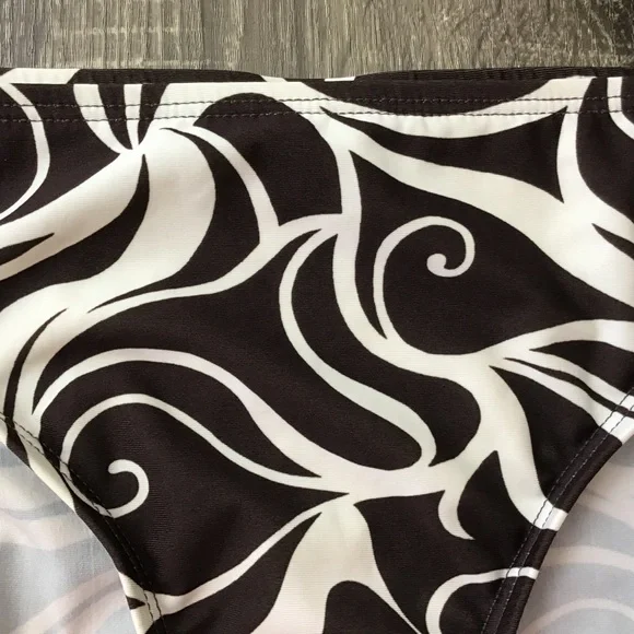 Daisy Fuentes Hipster Bikini Bottom Brown & White Swirl Print - Picture 4 of 7